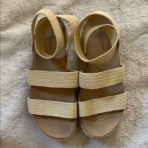 American Eagle Outfitters Cream Double Strap Sandals